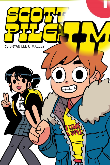 Figure 4: A screenshot of the cover of Bryan Lee O’Malley’s “Scott Pilgrim” series in color from the desktop version of Hoopla. The hourglass feature appears in the top-right corner, where the cursor was placed on the image. Source: Author.